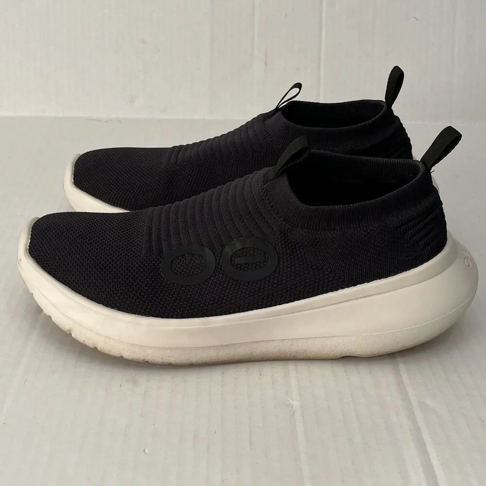 Oofos Oomy Zen Mens Sz 12 Black White Slip On Recovery Shoes Lightweight Comfort